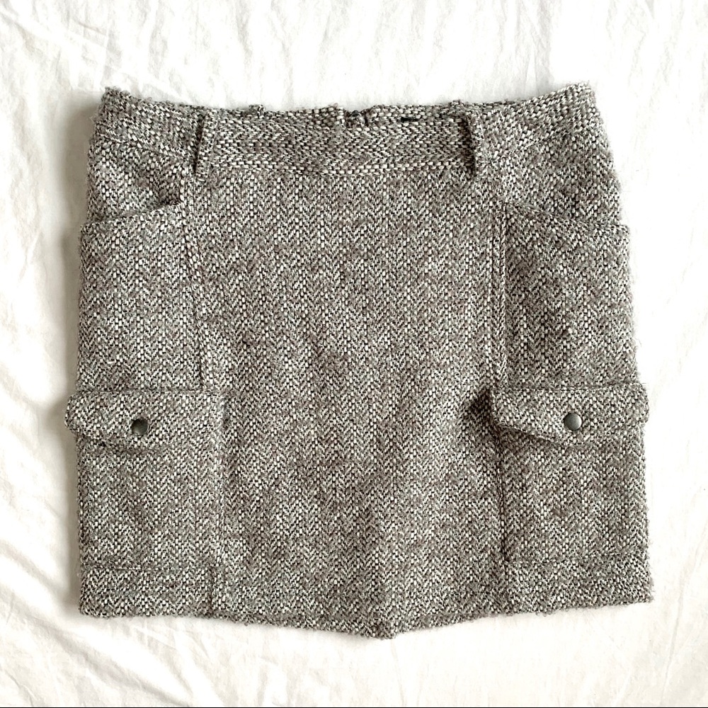 Eddie Bauer Wool Blend Tweed Cargo Skirt